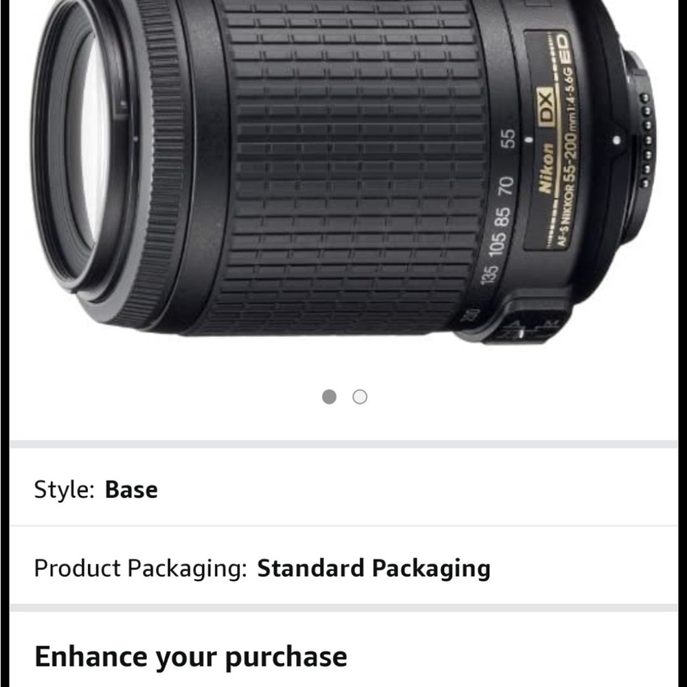 Nikon AF-S DX ED 55-200mm zoom Camera Lens with cover and cap